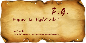 Popovits Győző névjegykártya
